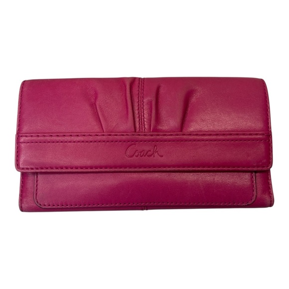 Coach Vintage Trifold Pink Leather Long Wallet Card Holder Y2K - Picture 1 of 15